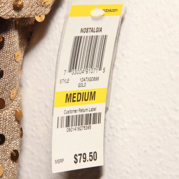 NEW INC Gold Sequin Ruffle Tank Top Size Medium - Picture 6 of 9